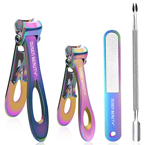 Nail Clippers for Thick Nails, Extra Wide Jaw Opening Nail Cutter for Hard Toenail, Stainless Steel Fingernail Big Toenail Trimmer with Nail File 3 Pcs Set for Large Toenail Seniors & Men & Women