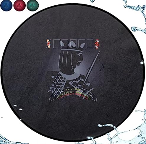 Luckin Sports Texas Hold'em and 21 Blackjack 58x58 Inch Round Table Felt with King Design for Comfortably Fits up to 6 Players Waterproof and Portable (Grey)