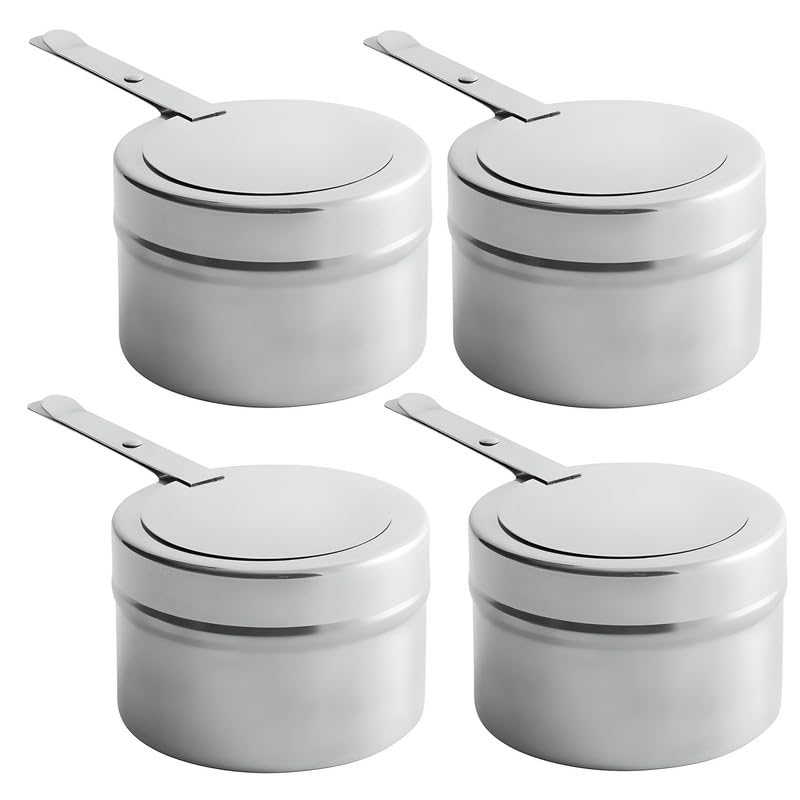 OCS Parts Pro Series 4-Pack Chafing Fuel Can Holders | Stainless Steel Wick Fuel Holder with Safety Cover for Chafing Dishes | Universal Fit for All Standard Chafing Fuel Canisters