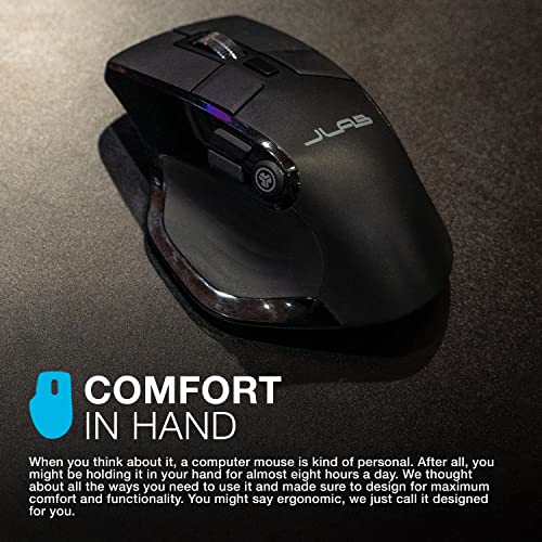 Jlab Epic Wireless Mouse | Connect Via Bluetooth Or Usb Wireless Dongle | Multi-Device Toggle, Up To 3 Devices | Oled Display | Custom User Profiles | Adjustable Tracking | Full-Size | (1 Pack) #TOP3