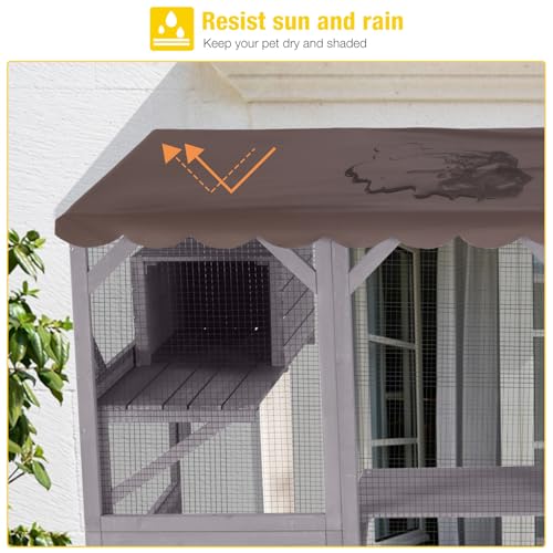 Aivituvin Catio Outdoor Cat Enclosure Window Box Wall Mounted Wooden Cat House Playground with Scratching Posts, Baskets, Resting House, Shelves and Bridge for Multiple Kitties,104" x 34" x 69.5"