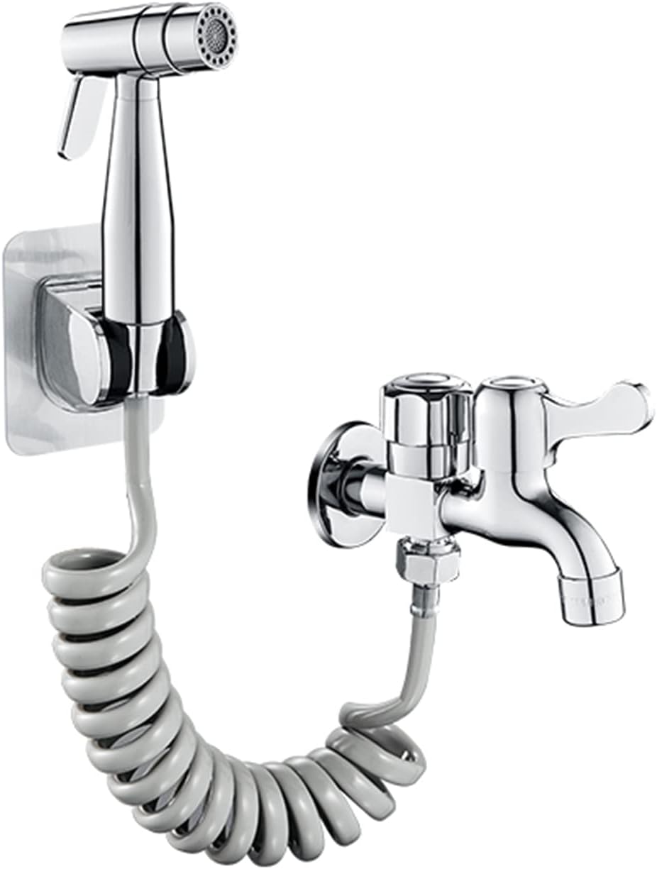 Bidet for Toilet Sprayer for Stainless Steel kit Water Spray Dual Mode 3m Hose G1/2 Faucet for Toilet,Brushed(Silver A)