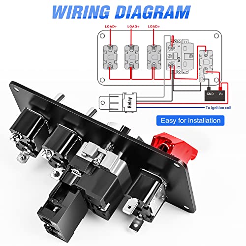 Image of Nilight Ignition Switch Panel with Engine Push Button 12V 4 in 1