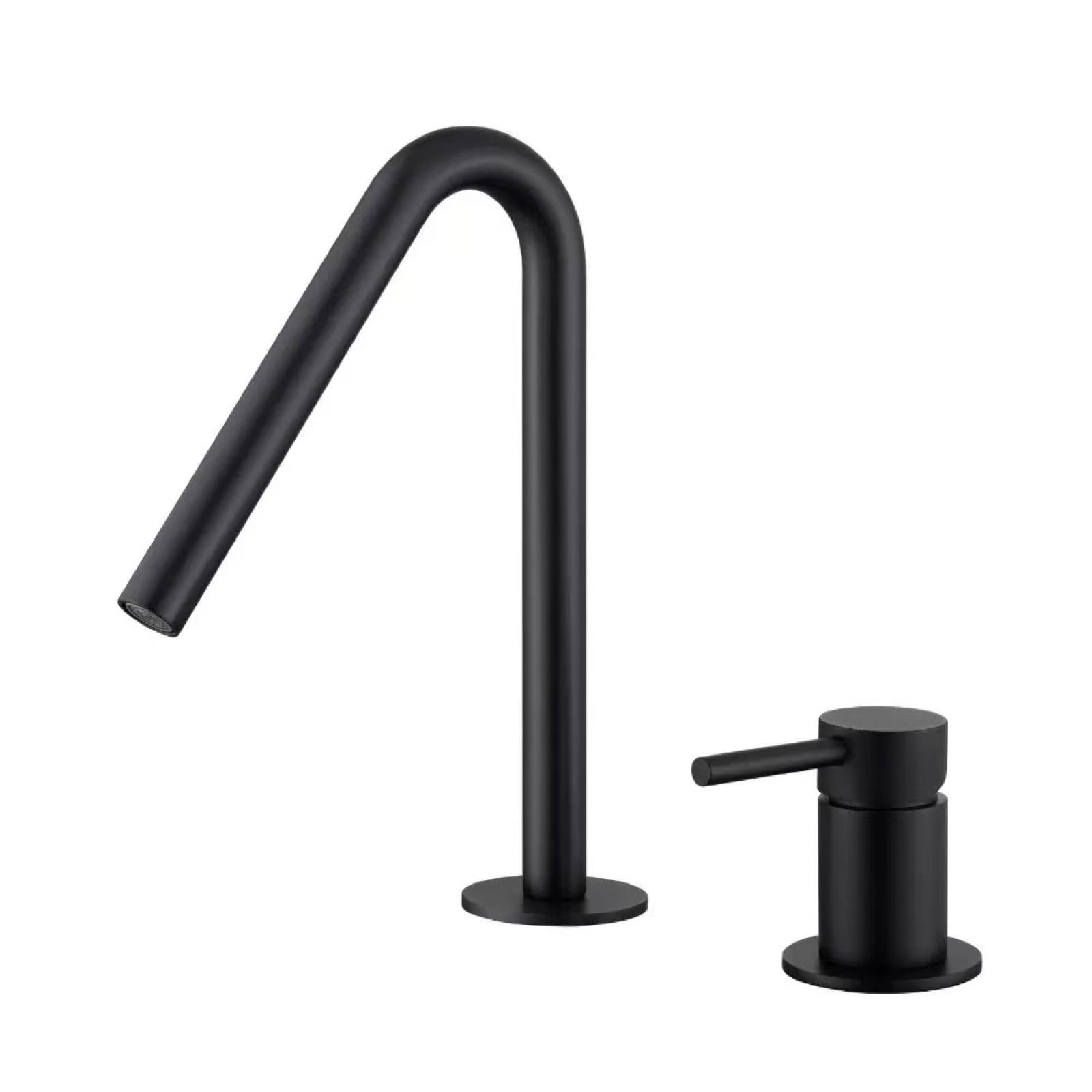 Fanjubei Black V-Shaped Bathroom 304 Stainless Steel Basin Hot And Cold Water Faucet,