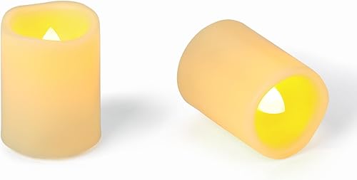 Miniatura 9 de Paquete de 12 velas votivas parpadeantes sin llama de 1.5 x 2 pulgadas, funciona con pilas, velas falsas LED parpadeantes para exteriores, velas de