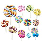 Chenkou Craft Random 12pcs Slime Charm Lollipop Resin Flat Back Flatbacks Loose Beads Kid's Bow DIY Craft (Lollipop)
