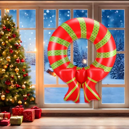 1 Pack Christmas in July Pool Floats Wreath Inflatable Pool Float...