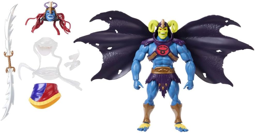 Origins X Thundercats Action Figure Skell-Ra, 1980s Skeletor & Mumm-Ra, 5.5-inch Posable, Sword, Swap Heads & Armor & Cape