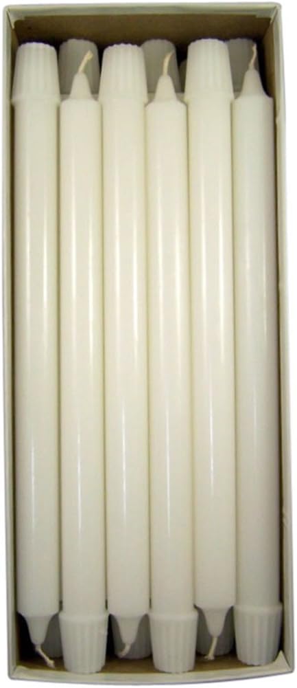 Cathedral Brand White Molded Stearine Candles Short 4's with Self-Fitting Ends, 7/8 Inch x 11 3/4 Inch, Box of 24