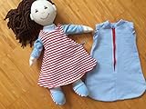 Puppenkleidung handmade KLEIDUNG Nachthemd + Schlafsack + Schühchen passend für Puppen HABA friends Gr. 36-38 cm Lotta Paola Souri rot hellblau \
