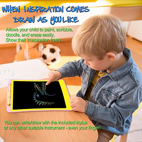 LCD Writing Tablet Drawing Board - 10.5 Inch Colorful Screen Electronic Writing Doodle Pad Children Preschool Learning Educational Handwriting Pad for Note Memo Boy Girl Toy Gift (10.5inch, Pink)