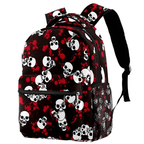 Sac à dos d'école crâne grunge multicolore pour adolescents et étudiants | 29.4x20x40cm