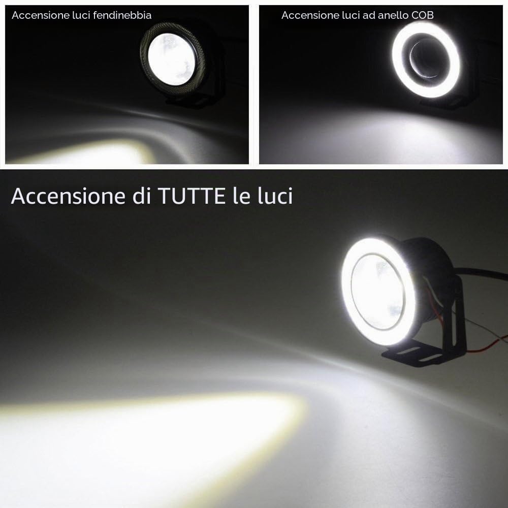 Proiettore universale LED cilindrico, ad alta potenza, diametro: 6,3 cm, con fendinebbia, 2 pezzi