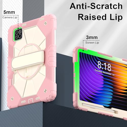 Coque Xiaomi Pad 7 Pro rigide rose avec dragonne rotative - 6