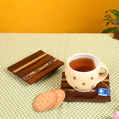 Image of Aakriti Art Creations Hand Painted Wooden Coaster (Set of 2)