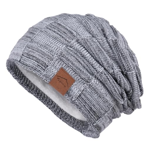 Bonnet tricoté épais et isolant avec doublure polaire thermique meioro