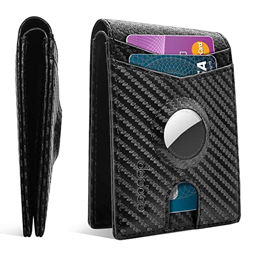 Image of doeboe Airtag Wallet Men, Wallet for Men with Airtag Holder, Genuine Leather Credit Card Wallet, Bifold Slim Wallet for Air Tag GPS Tracker, RFID Minimalist Front Pocket Wallet [No Airtags]