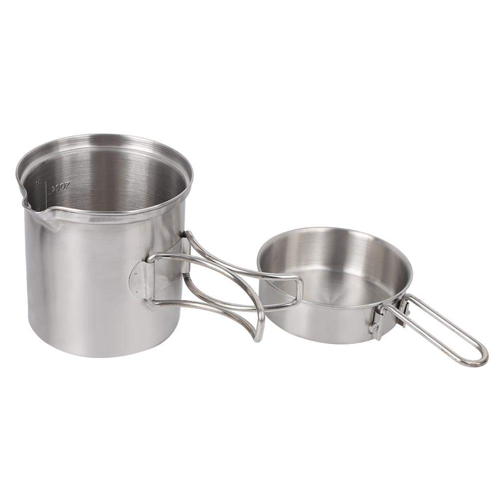 VGEBY en Plein air Portable Pique-Nique en Acier Inoxydable Batterie De Cuisine Set Pot Cuisson Camping Randonnée