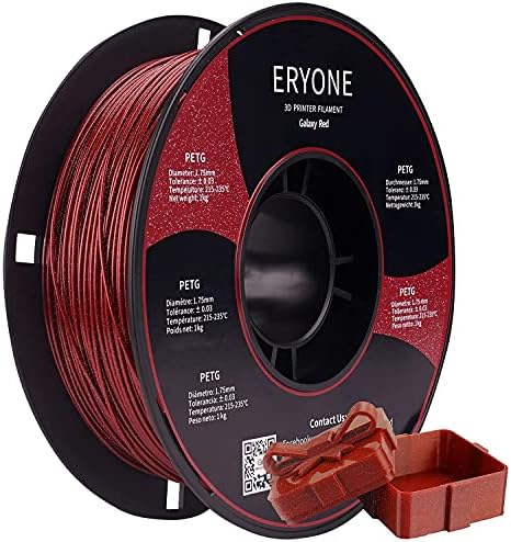 ERYONE PETG Filament 1,75 mm, 3D Printer Filament PETG, +/- 0,03 mm, 1 kg / Spool, Black