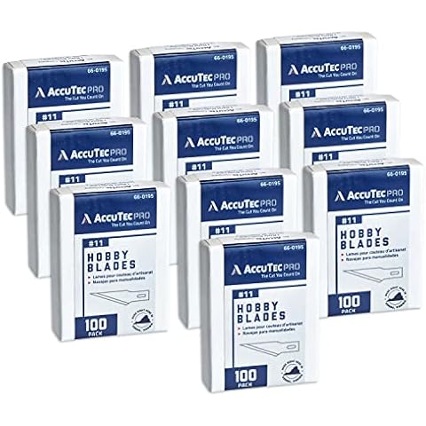 AccuTec Pro Hobby Blades #11 Standard Refill - Case-Pack, 1000-Blades - Precision Engineered with High Carbon Steel for Acute Point Cover