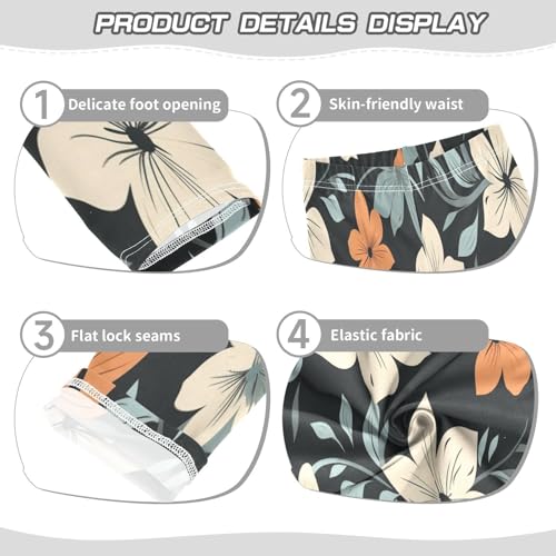 Bolaz Toddler Girls Leggings Printed Yoga Pants Leggings Orange White Flower for Kids3