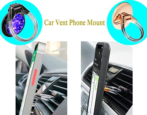 Phone Ring Holder Finger Kickstand Ulvmyring[4 In 1]-Phone Ring Grip,360° Rotation Phone Kickstand,Cd Slot & Air Vent Car Phone Mount,Compatible With Iphone,Samsung And More(1Black +1Rose Gold) #TOP3
