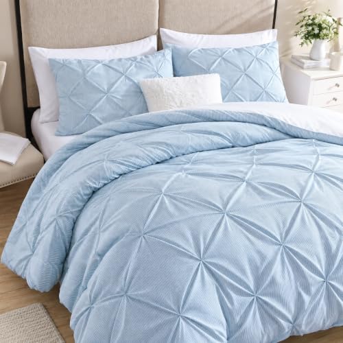 Swift Home Twin/Twin XL Comforter Set, Pinstripe Pintuck, Chambray Blue