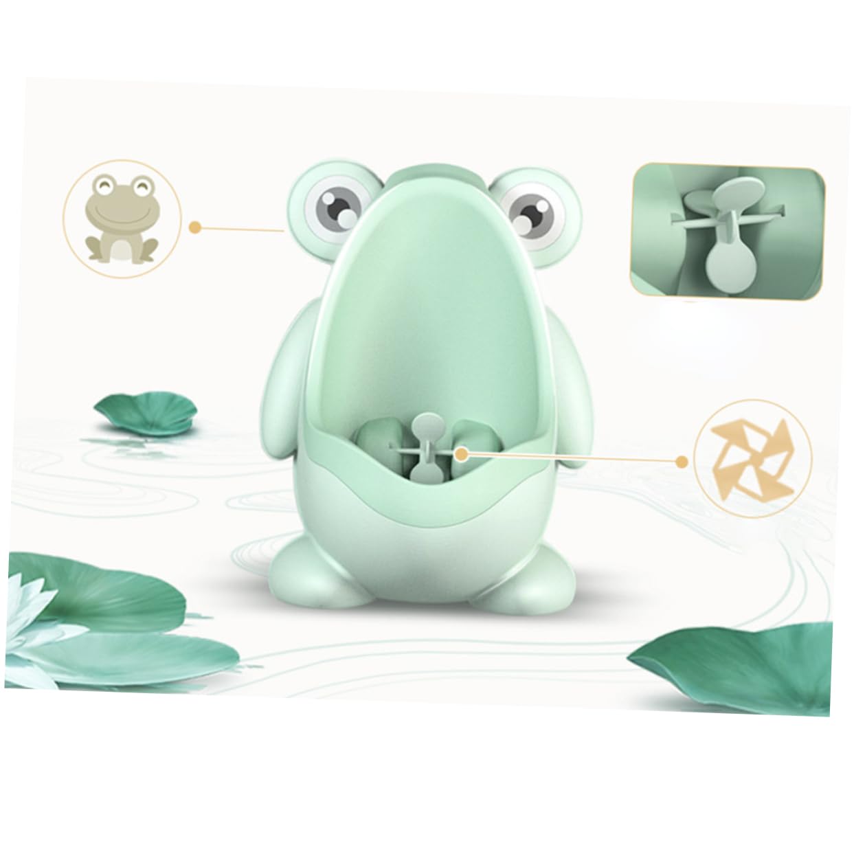 1pc Boy Girl Cartoon Frog Standing Potty Urinal for Boys Cute Potty Training Pee Trainer Installation Options Light Green Fun Adorable for Toddlers
