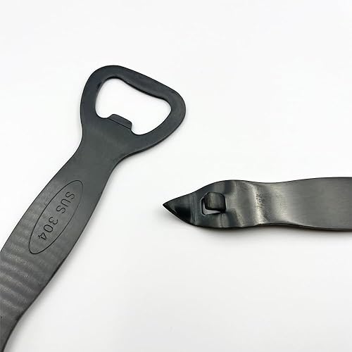 Miniatura 5 de Abrebotellas de acero inoxidable, 2 unidades, color negro, abridor de latas para llaves de iglesia, abrelatas de cerveza para bar, cocina, fiesta,