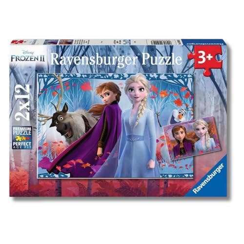 Ravensburger - Puzzle Bambini 3 Anni 2x12 Pezzi, Frozen 2 - Puzzle 3 Anni, Include 2 Puzzle 24 Pezzi, Collezione Disney, Giochi Educativi, Idee Regalo