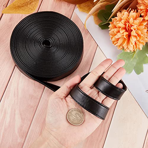 GORGECRAFT 5M Long Double Sided Leather Strips 20MM Wide Shoulder Bag Leather Strap Roll Black Smooth Leather String Flat Cord for Diy Crafts Clothing Making Handles Pet Collars Traction Ropes Belt - Image 3