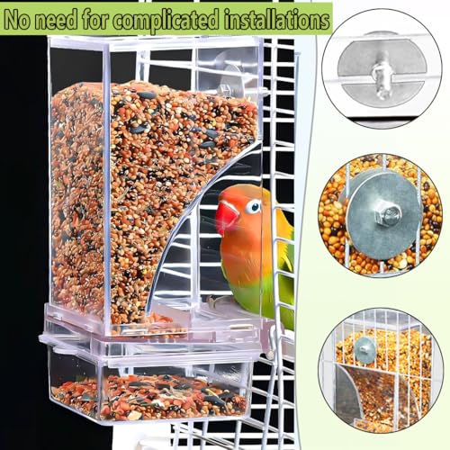 No-Mess-Bird-Water-Feeder-Dispenser-Automatic-Hanging-Bird-Feeder-for-Cage-Parakeet-Cage-Accessories-Parrot-Cockatiel-Seed-Food-Container-Drinker-for-Squirrel-Finch-Lovebirds-Budgies-Canary