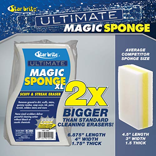 Image of STAR BRITE XL Magic Sponge - 8 Pack - Extra Large, Long Lasting, Premium Melamine Boat Scuff Eraser - Multi-Purpose Scrubber - Bathroom, Kitchen, Floor, Bathtub, Toilet, Baseboard, Wall Cleaner