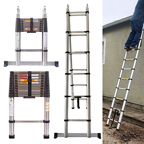 Multipurpose Ladder 16.4ft Telescopic Straight Ladder 8.2ft+8.2ft A-frame Folding Ladder Portable Extendable Ladder with Ladder Stabiliser for Garden Loft Office 1 Multipurpose Ladder 16.4ft Telescopic Straight Ladder 8.2ft+8.2ft A-frame Folding Ladder Portable Extendable Ladder with Ladder Stabiliser for Garden Loft Office