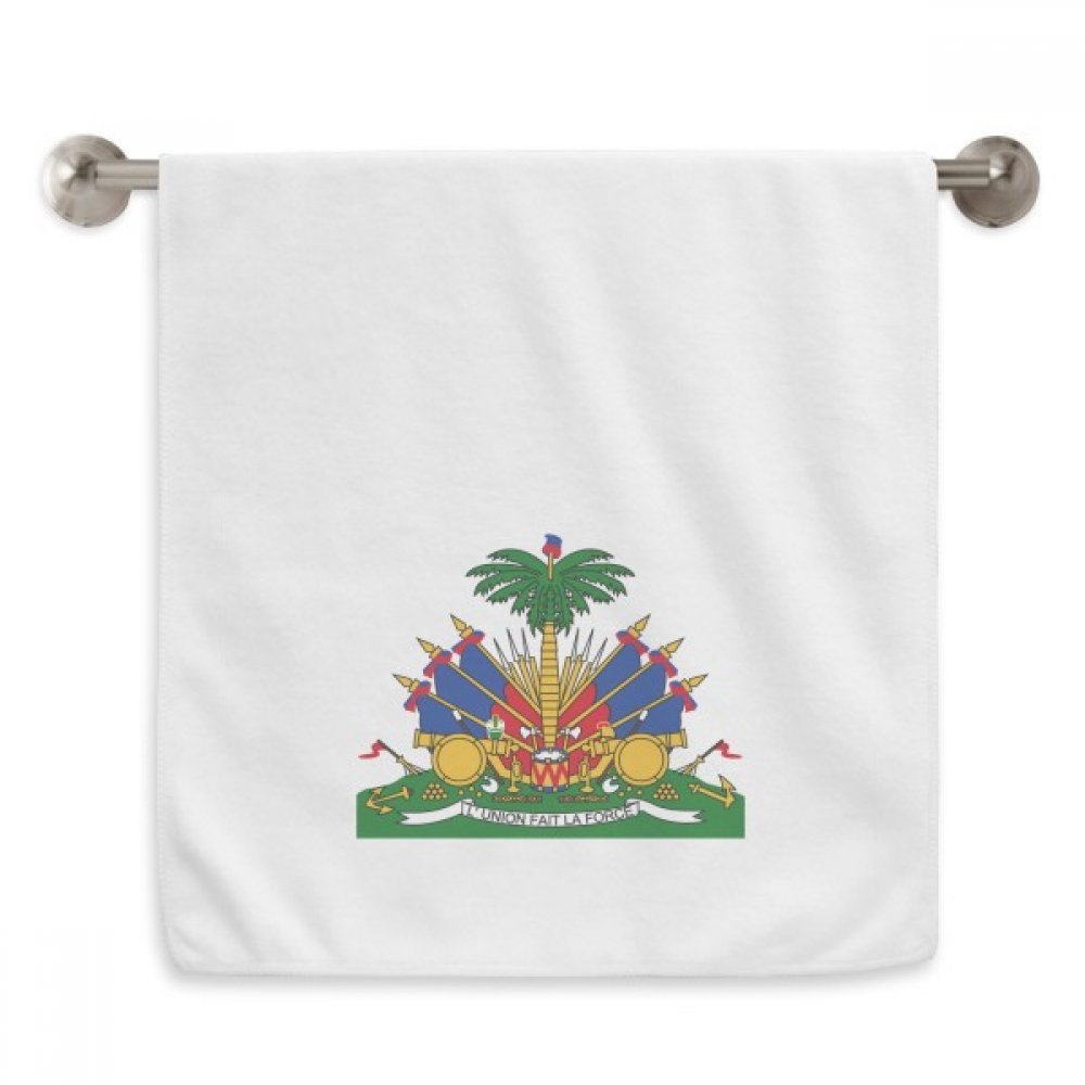 Serviette Haïti emblème national 33x74 cm en coton blanc doux pour le visage