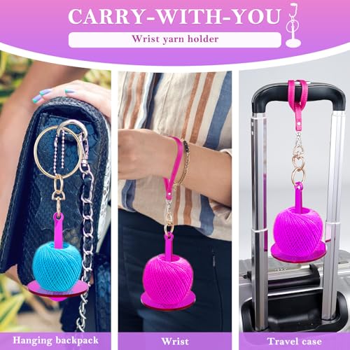 Image of 2 Pack Portable Wrist Yarn Holder, Crochet Holder,with 2 Replace Wrist Strap and MINI Screwdriver, Hanging Yarn Spinner for Crocheting and Knitting,Knitting Gift for Craft Lovers(Blue+Red)