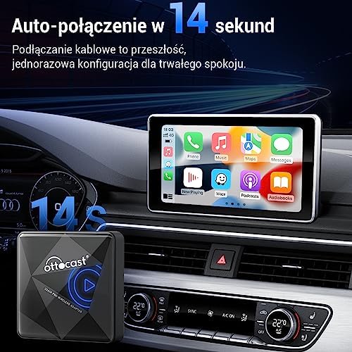 Ottocast Bezprzewodowy CarPlay Wireless adapter, U2AIR Pro Wireless Car Play Dongle Plug Play do fabrycznych przewodowych samochodów CarPlay(rok modelowy: 2016 do 2023)