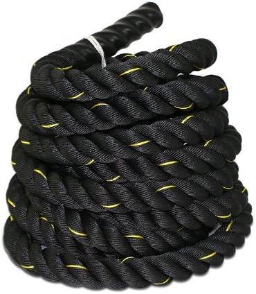 SmartxchoicesBlack Battle Rope 1.5"/2'' Width Exercise Straps Batting Ropes 30/40/50Ft Length GYM Abdominal Muscle Biceps Abs Metabolic Workout Fitness (1.530)