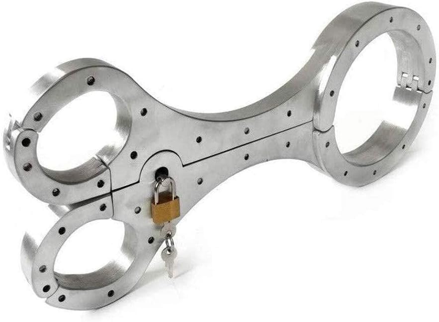 Schwere Extrem Bondage Set SM Sex Spreizstange Metall Handschellen/Handfesseln Halsband Sexhalsbänder Abschließbar Restraint/Fessel BDSM Fetish Sklave Sexspielzeug für Paare Liebhaber,Male