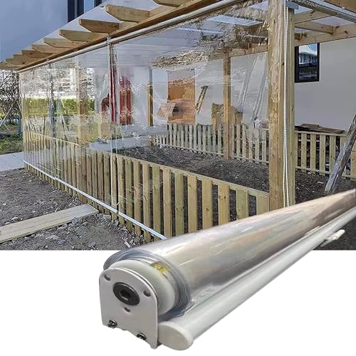 Toldo enrollable de PVC transparente para exteriores, impermeable, para jardín, resistente al viento y a la lluvia, para patios y terrazas