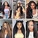BLY Human Hair Lace Front Glueless Wigs for Women 13x6 Kinky Straight Pre Bleached Knots Yaki Human Hair Wig HD Transparent Lace Pre Plucked 180% Density Natural Black Color 26 Inch
