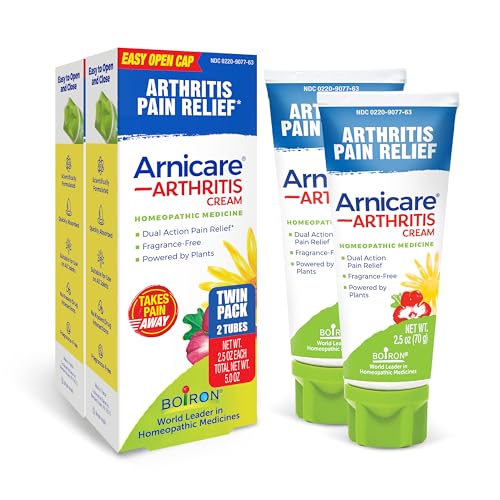 Boiron Arnicare Arthritis Cream for Pain Relief of Knees Hands Wrists Elbows Joints & Muscles Quickly Absorbed & Fragrance-Free 5 oz (2 Pack of 2.5 oz)