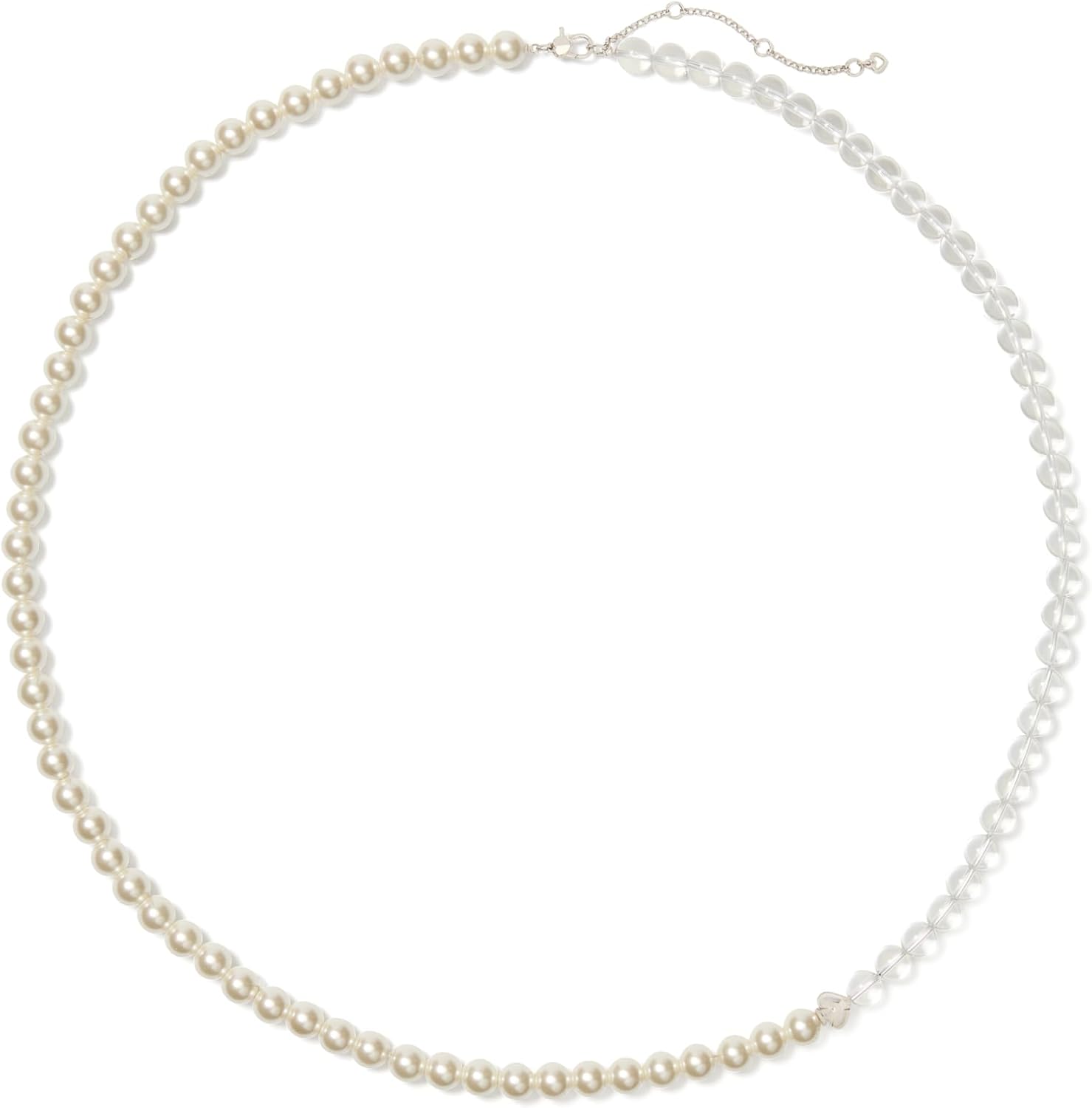 Kate Spade New York Pearlie Necklace - Elegant Glass Pearl & Cubic Zirconia Beaded Chain with Lobster Claw Clasp