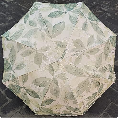 Uraweso Sun Parasol Uv Protection Embroidery Lace Leaf Printed Folding Umbrella For Walking Travel Wedding Party Decor Photoshoot Green #TOP2