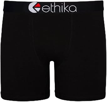 Ethika Mens Mid Boxer Brief, Extended Length, 4-Way Stretch with Signature Waistband - BlackOutBLK,4XL