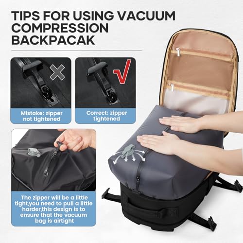 Image of Vacuum Backpack Travel With Pump for Women Men Carry on Backpack Luggage Flight Approved Personal item Travel Bag