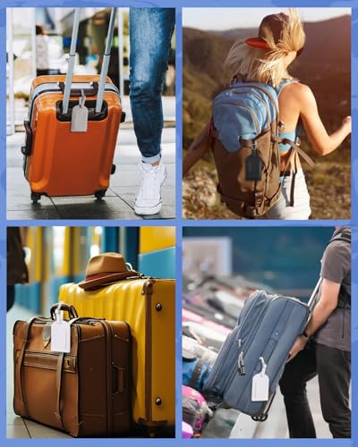 Caianwin 3 Stück Kofferanhänger, Flugreise Gepäckanhänger aus PU-Leder Wasserdichter Koffer- & Taschenanhänger Koffer Anhänger mit Adressschild Adressanhänger Koffer fur Haustiertaschen Reiserucksäcke