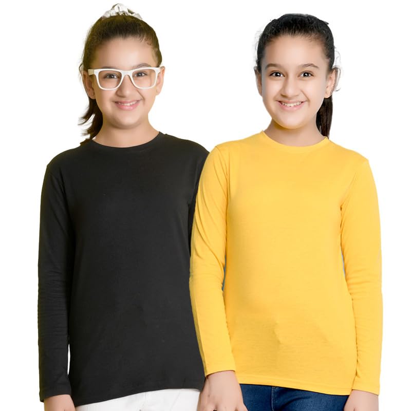Image of Nusyl Girls Full Sleeves T-Shirt for Kids | Cute Printed Casual Wear | Soft Cotton Blend | Comfortable Regular Fit | 2-16 Years | Multiple Colors