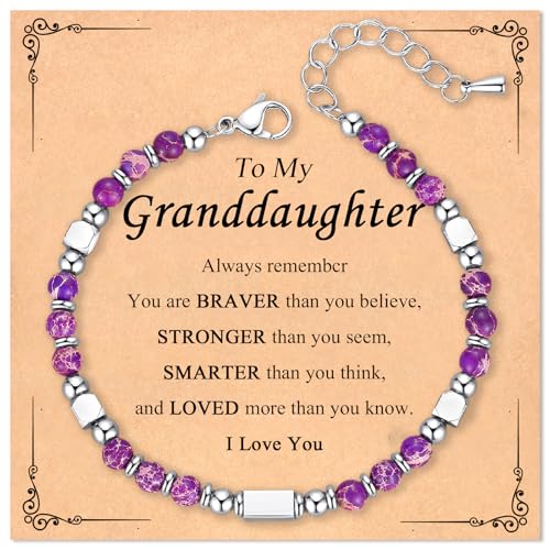 Healing Natural Stone Bracelets for Women, Unique Gift Ideas with Inspirational Card for Birthday Mother Day Graduation