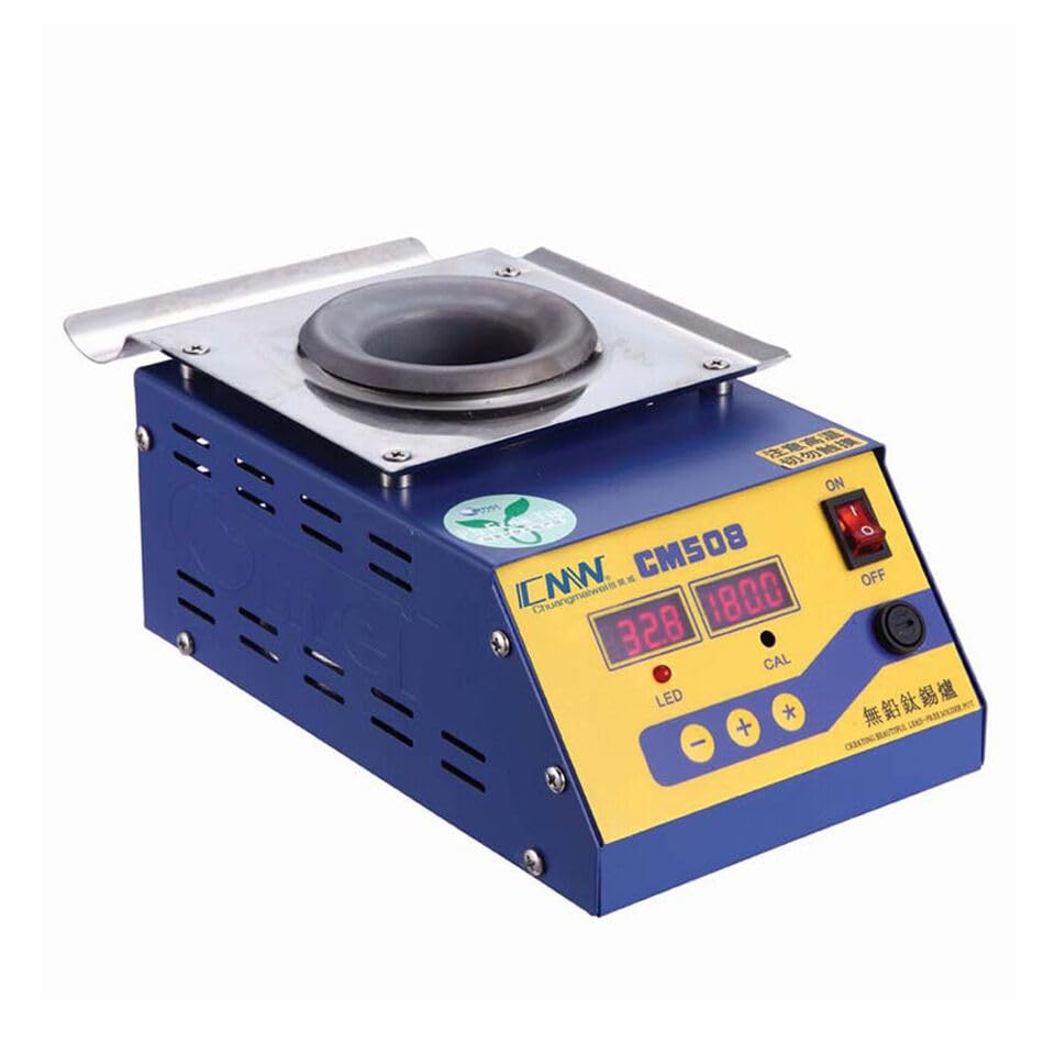 280W Lead Free Titanium Alloy Round Soldering Pot,CM508 Titanium Soldering Melting Pot Furnace Double Digital Display 0-600℃,with Microcomputer PID Chip,For Welding and Soldering Bath(180×140x45mm)